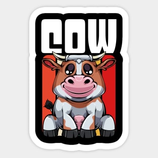 Cow - Cute Retro Style Kawaii Cattle Sticker